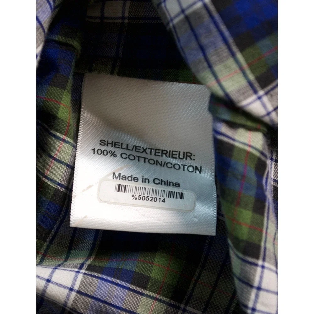 Tory Burch Blue Green Tartan Plaid Ruffle Front Button Down Blouse Small EUC